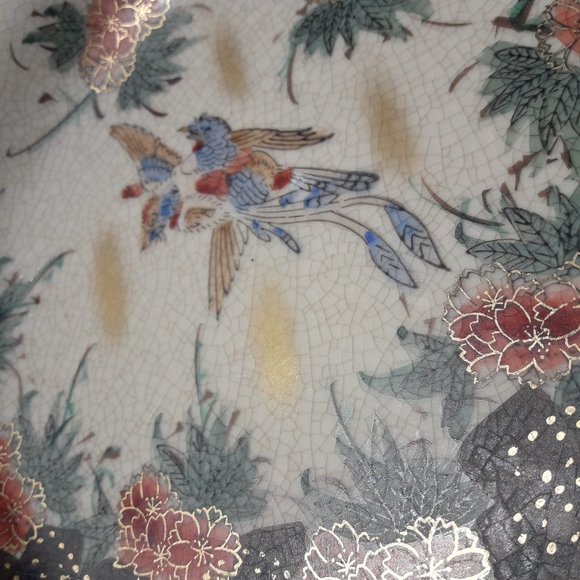 Toyo Plate Porcelain Dish Bird Peacock Pheasant Gold Leaf Hand Painted  Japan - Picture 12 of 17